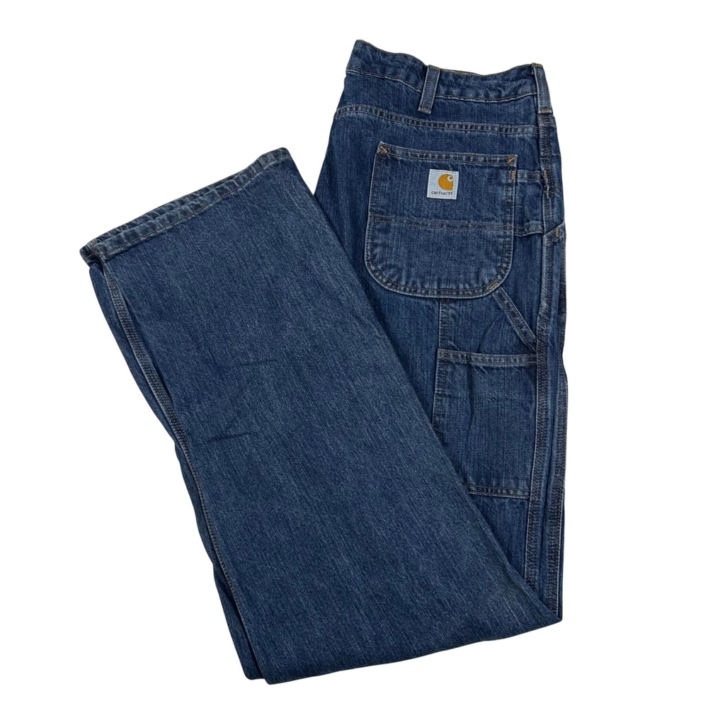 Carhartt Women Utility Blue Denim Jeans Size 16x34 WB013V10 Straight Gardening